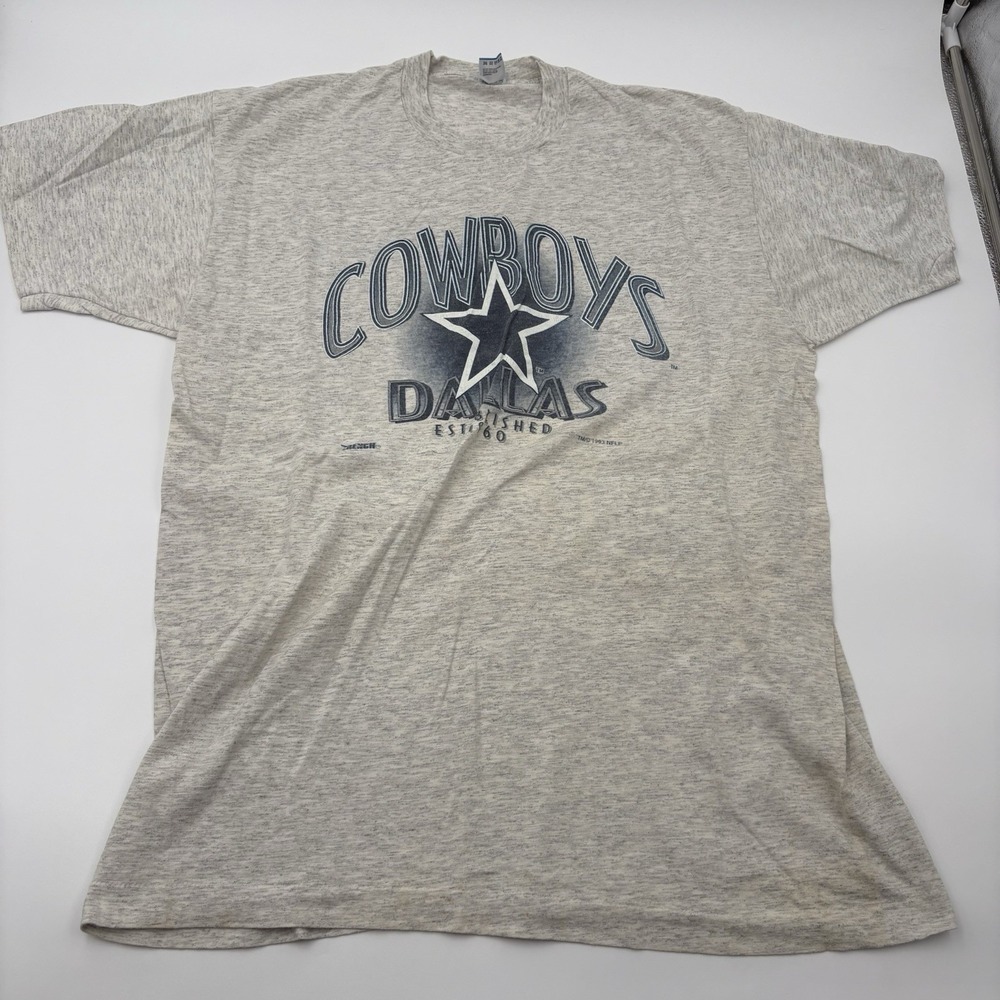 Vintage 1993 Dallas Cowboys T Shirt Mens XL Gray NFL Football Made In USA‎